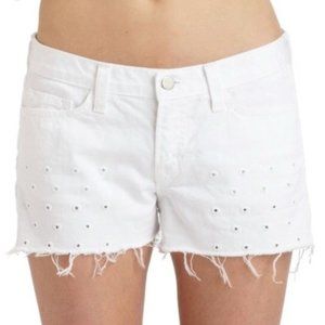 J Brand White Cut Off Denim Eyelet Jean Shorts 30